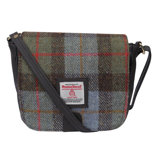 Harris Tweed Cross Body Saddle Bag Green