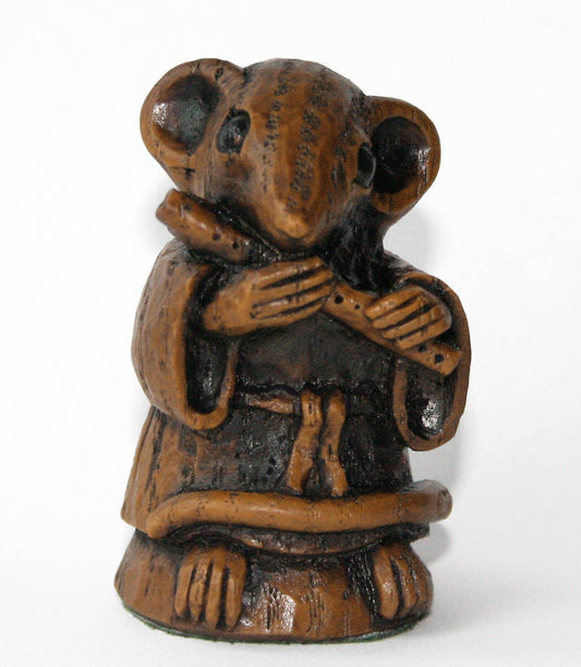 Church Mouse Playing Flute Reproduction carving ornament.