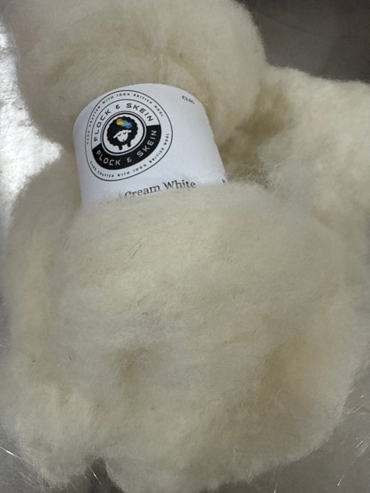 Carded  Cheviot Batts Natural Grey / Natural White