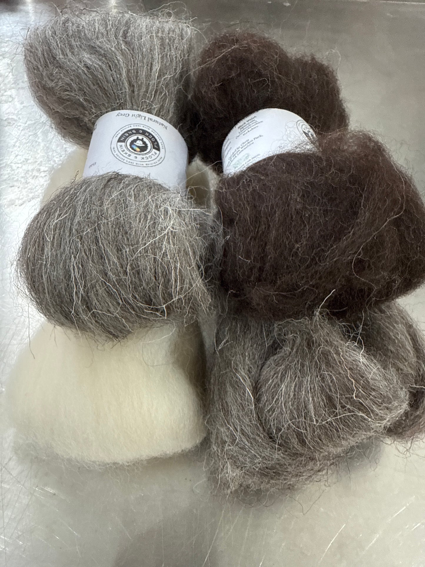 Natural UK Wool Top, 25g. Various undyed colours