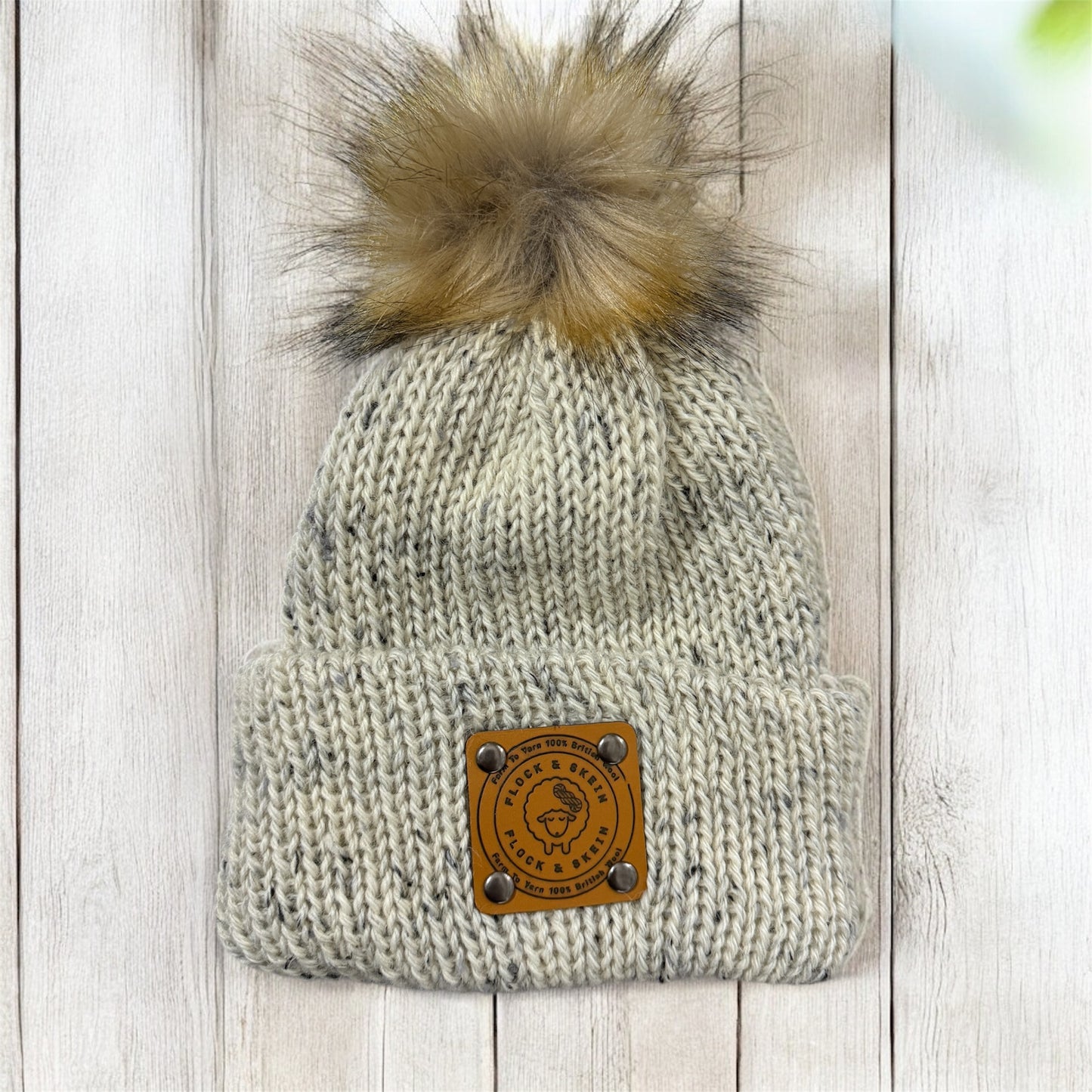 Bobble Hats - Bluefaced Leicester- Cream Tweed