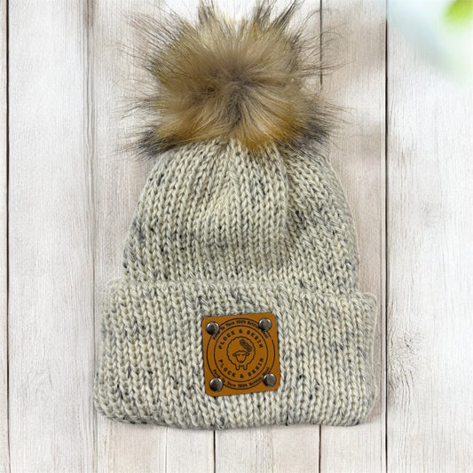 Bobble Hats - Bluefaced Leicester- Cream Tweed