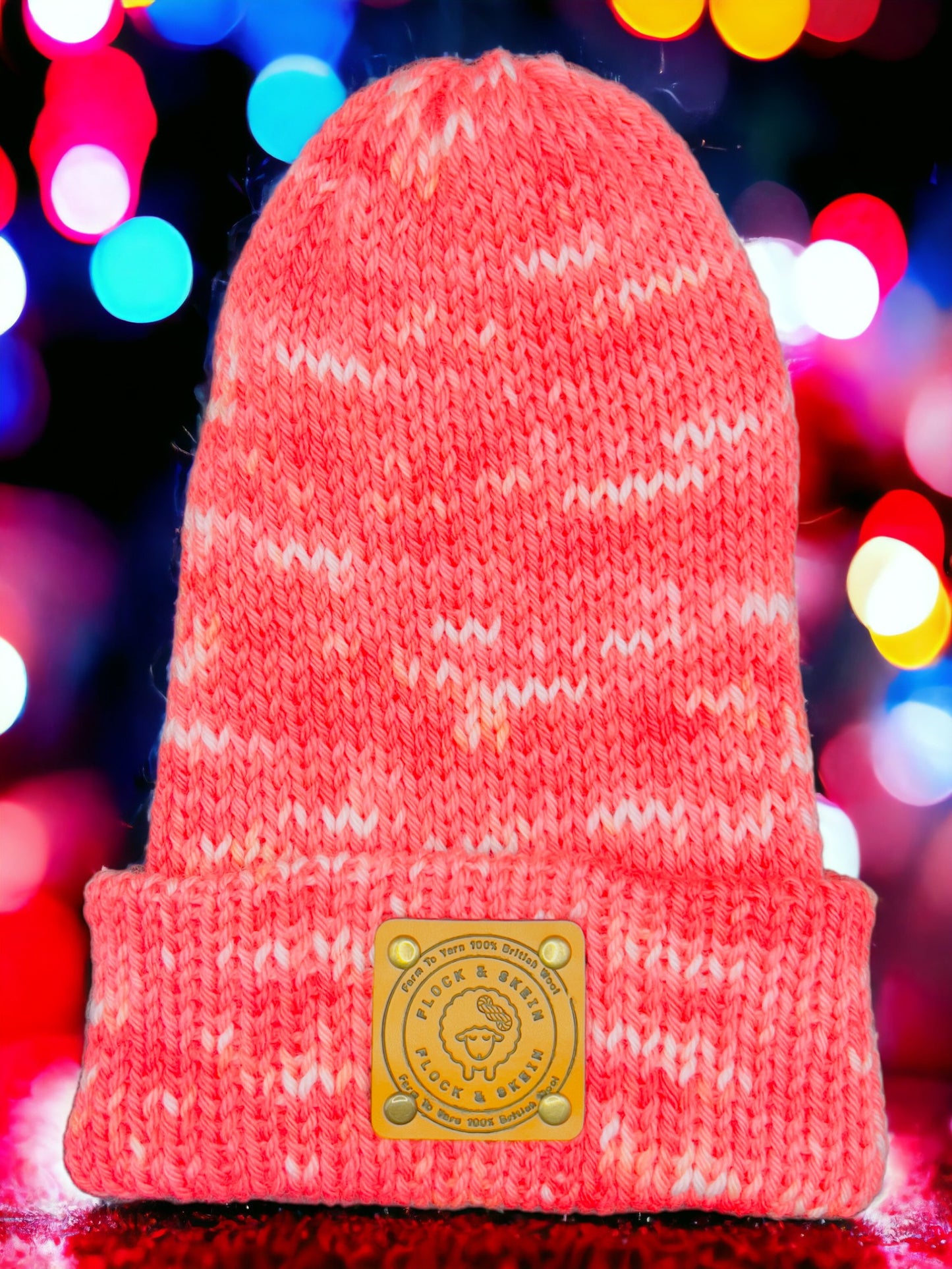 Pure Wool Beanie -  Strawberry Ripple