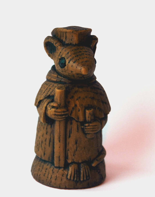 Church Mouse with Cardinal.  Reproduction carving Ornament.